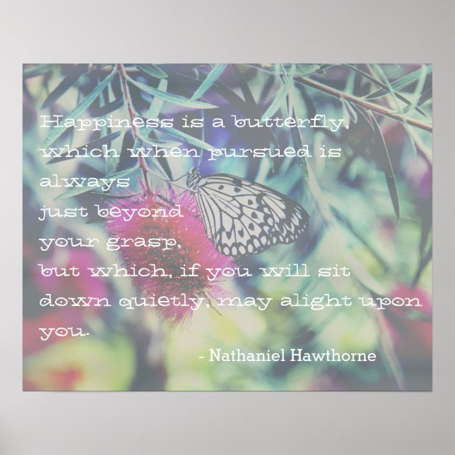 Lycka är en fjäril - inspirerande citat poster (Framsidan)
