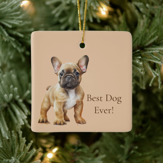 Lycka är en hund julgransprydnad keramik (Träd)