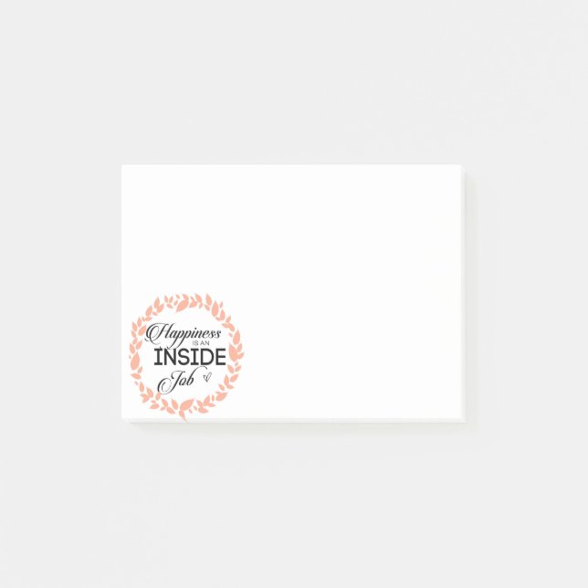 Lycka är en insida av jobbkrans post-it block (Framsida)