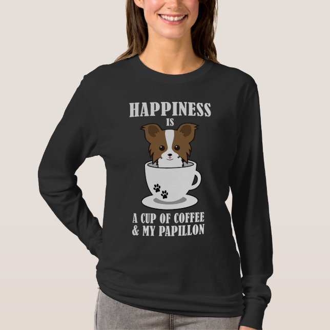 Lycka är en Kopp av kaffepillon Hund T Shirt (Framsida)