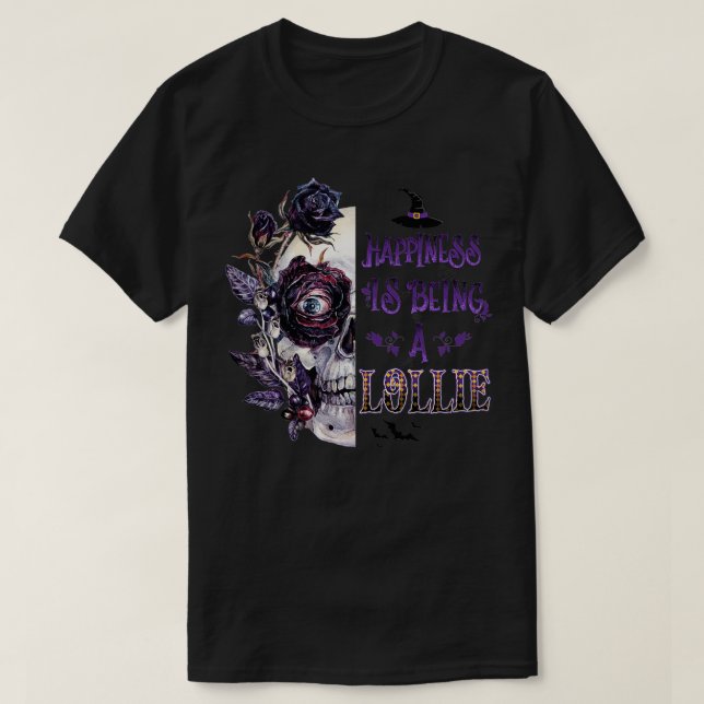 Lycka är en Lollie Skull Halloween T Shirt (Design framsida)