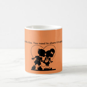 "Lycka är en puss" Cute Kärlek Kaffemugg