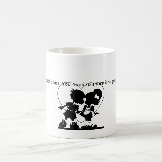 "Lycka är en puss" Cute Kärlek Kaffemugg (Center)