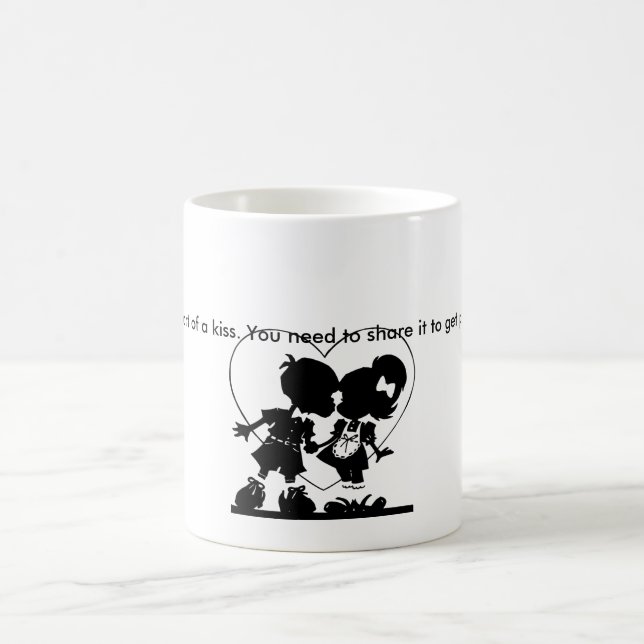 "Lycka är en puss" Cute Kärlek Kaffemugg (Center)