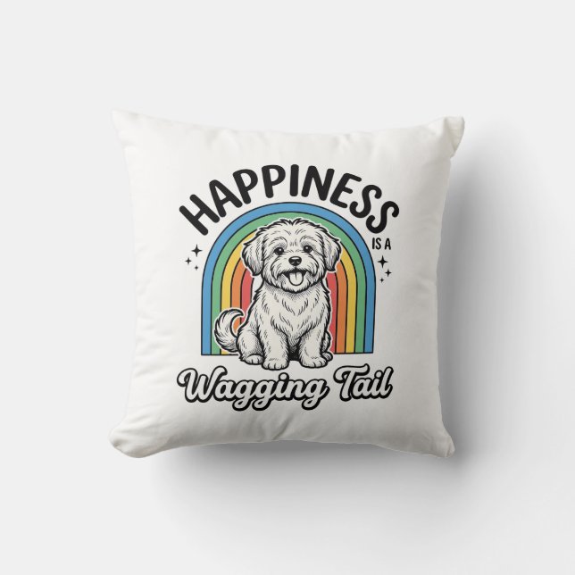 Lycka är en svansande svans Hundälskare Design_1 Kudde (Framsida)