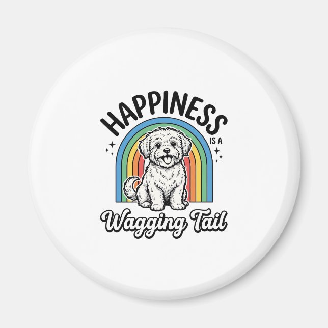Lycka är en svansande svans Hundälskare Design_1 Magnet (Framsidan)