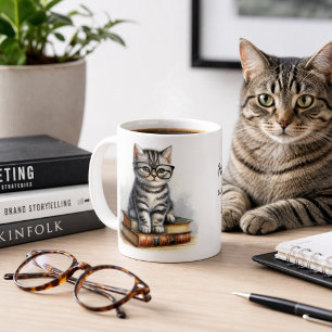 Lycka är en varm katt och en bra bok Söt katt Kaffemugg