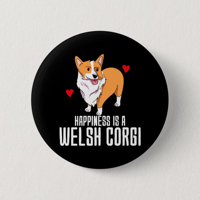 Lycka är en walesisk Corgi Knapp (Framsida)
