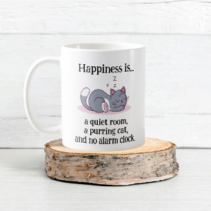Lycka är ett tyst rum, en katt och inget larm kaffemugg