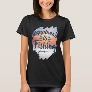 Lycka är Fiske Fiska Fisk Fiske Tema T Shirt