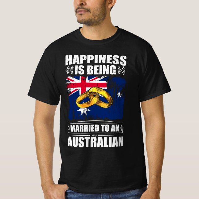 Lycka är gift med en australisk t shirt (Framsida)