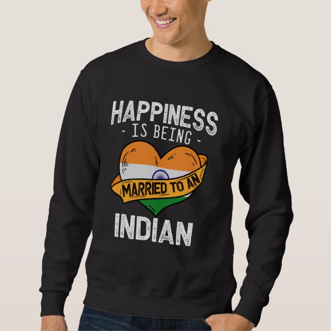 Lycka är gift med en indiansk fru Husba Lång Ärmad Tröja (Framsida)