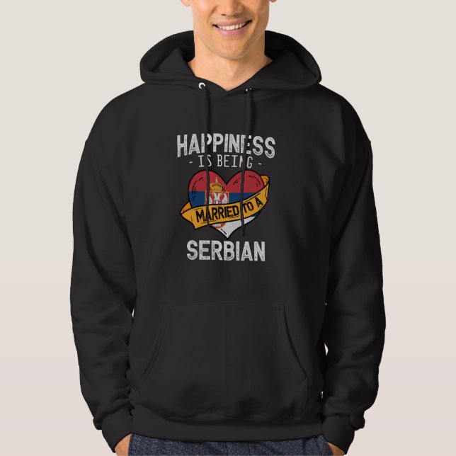 Lycka är gift med en serbisk fru Husba Hoodie (Framsida)