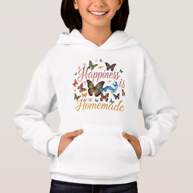 Lycka är Homemade! Kids Pullover Hoodie T Shirt (Framsida)