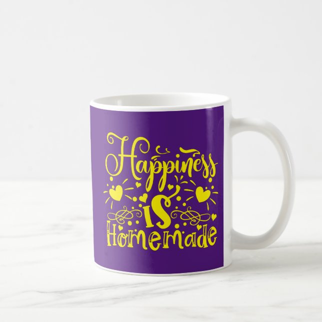 Lycka är Homemade Quote Lila Gult Kaffemugg (Höger)