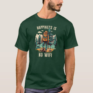 Lycka Är Ingen Wifi Ryggsäcksvandring T Shirt