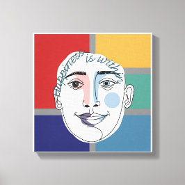 "Lycka är inom" Minimalistisk konst av Ansikte | C Canvastryck