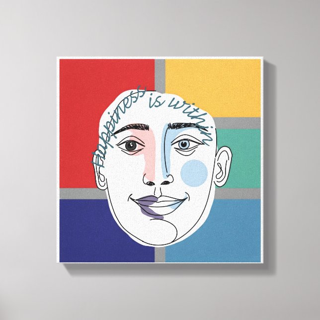 "Lycka är inom" Minimalistisk konst av Ansikte | C Canvastryck (Framsida)