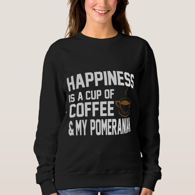 Lycka är kaffe amp Pommern T Shirt (Framsida)