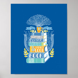 Lycka är kaffe och Bokar Poster