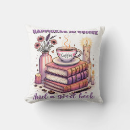 Lycka är kaffe och Bra Bok Kudde