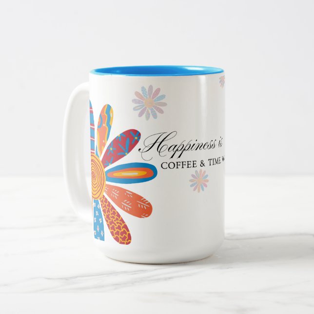 Lycka är... Kaffe och tid med Jehovah Två-Tonad Mugg (Framsida vänster)