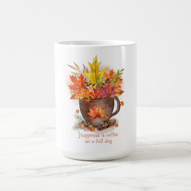 Lycka är kaffe på en falldag kaffemugg (Center)