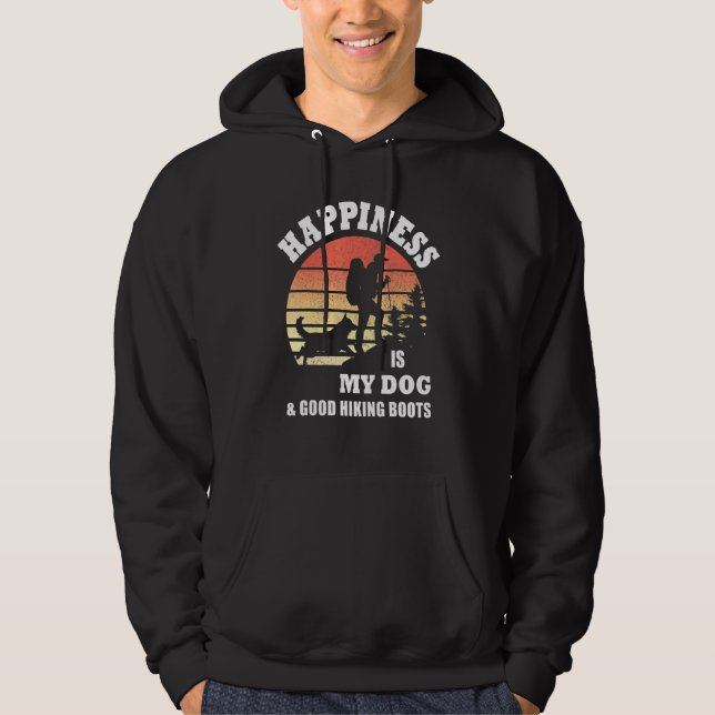 Lycka är min hund och bra vandrarskor hoodie (Framsida)