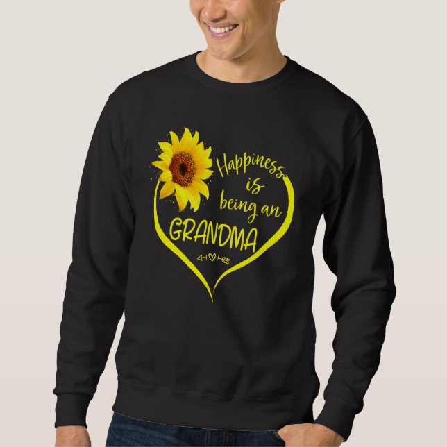 Lycka är mormor Solrosblommor H Lång Ärmad Tröja (Framsida)