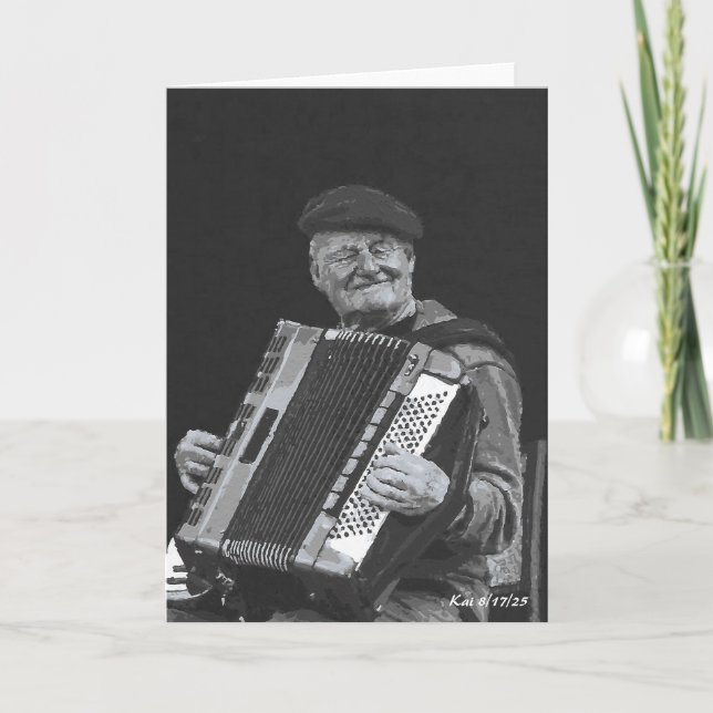 Lycka är, Paris Musician Black & White Art Art Kort (Framsida)