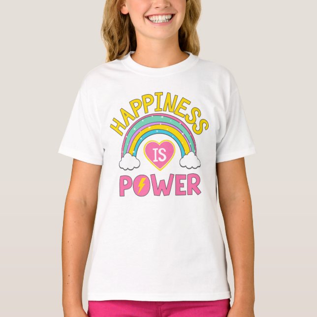 Lycka är Power Rainbow T Shirt (Framsida)