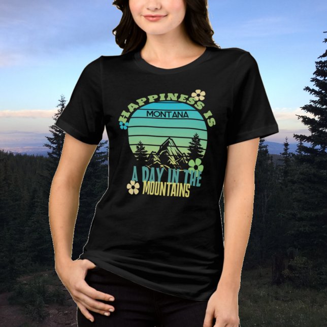 Lycka är Retro Sunset Mountains T Shirt (Skapare uppladdad)