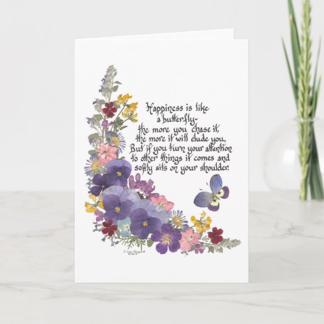 Lycka är som en fjäril kort (Framsida)