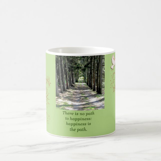 Lycka är väg. Buddha-citat - kaffe mugg (Center)