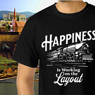 Lycka arbetar på layouten, ånga Tåg T Shirt