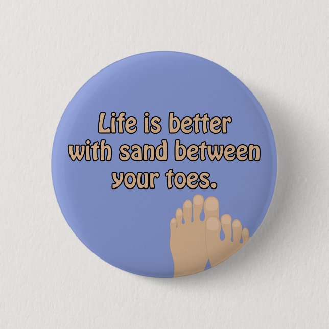 Lycka Beach Sand Toes Ocean Blue Button Knapp (Framsida)