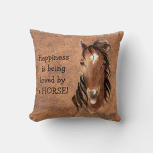Lycka blir älskad av ett HORSE-läderutseende Kudde