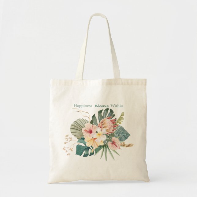 Lycka blommar i Tote Bag Tygkasse (Framsidan)