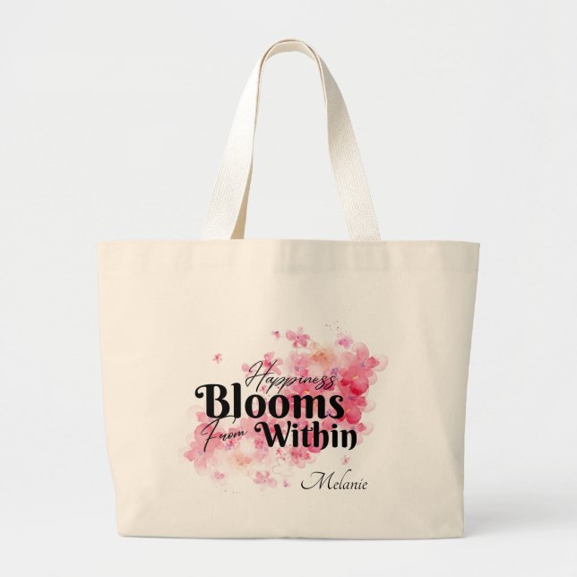 Lycka blommar inifrån jumbo tygkasse (Framsidan)