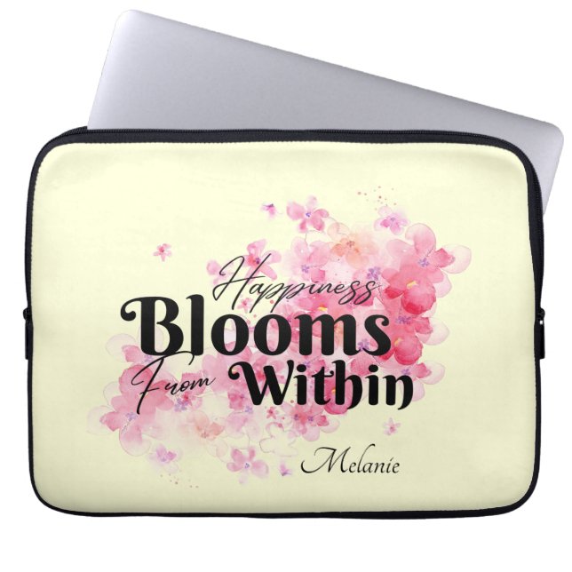 Lycka blommar inifrån Laptop sleeve (Framsidan)