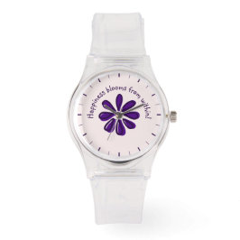 Lycka blommar inifrån! lila Flower Armbandsur