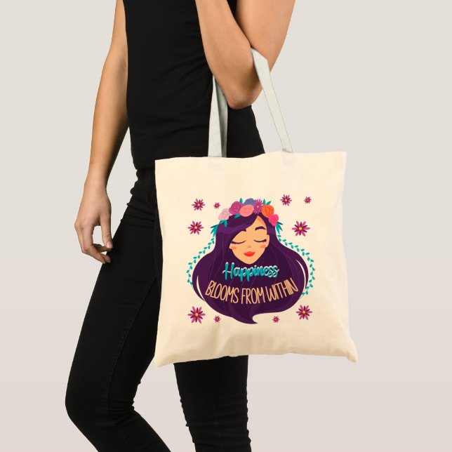 Lycka blommar inifrån tygkasse (Framsida (produkt))