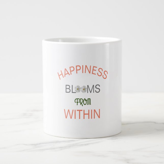 Lycka blommar inom Inspirerande Citat Jumbo Mugg (Framsidan)