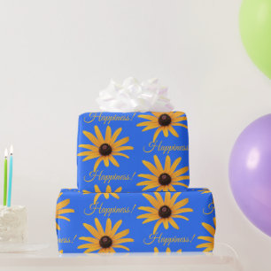 "Lycka" Bright Sol Gula blommor, Royal Blue Presentpapper