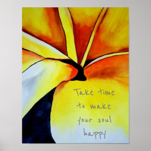 Lycka citat Tropical Gult blomma Poster