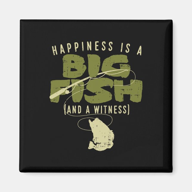 Lycka Fiskvittnet Big Fisherman Vinkel Magnet (Framsidan)