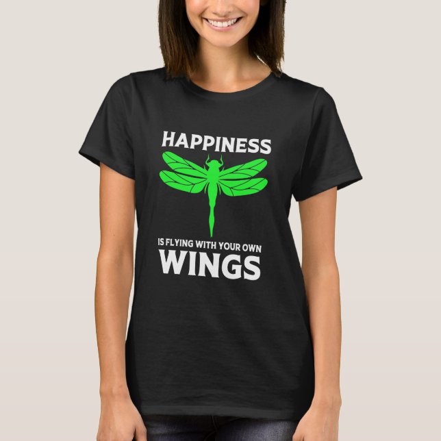 Lycka flyger med Dragonfly T Shirt (Framsida)