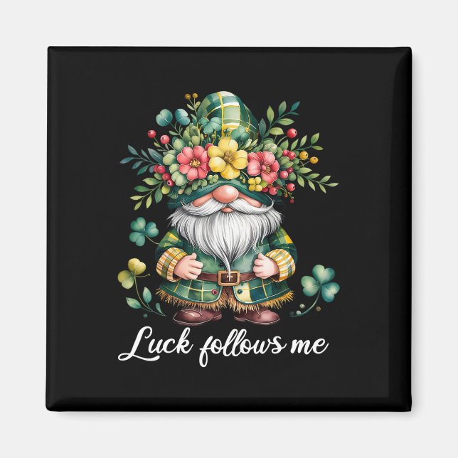 Lycka Följer Mig St Patricks Dag Grön Lucky Festiv Magnet (Framsidan)
