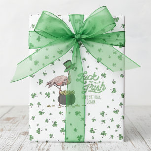 Lycka för den irländska flamingo-shamrocken presentpapper