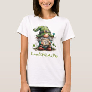 Lycka för irländsk Tomte med Shamrock-skylt T Shirt